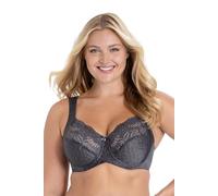 Miss Mary of Sweden Jacquard & Lace Womens Underwired Bra with Side Support 36D Dark Grey