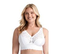 Miss Mary of Sweden Lace Dreams Non-Wired Longline Bra - Recycled Stretch Lace, Extra Support & Comfort 44C White