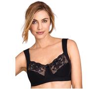 Miss Mary of Sweden Lovely Lace Womens Non-Wired Full Cup Cotton Bra Black
