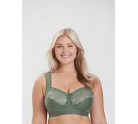 Miss Mary of Sweden Lovely Lace Support Non Wired Cotton Bra With Extra Side Panel, Green, Size 42D, Women Green