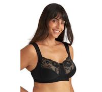 Miss Mary of Sweden Lovely Lace Womens Non-Wired Full Cup Cotton Bra Black