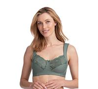 Miss Mary of Sweden Lovely Lace Women's Non-Wired Full Cup Cotton Bra Gift for her, Gift for Women Green
