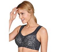 Miss Mary of Sweden Queen Non-Wired Bra - Full Cup Extra Support, Stretch Lace & Padded Straps for Comfort 36E Dark Grey
