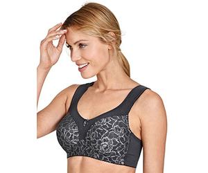 Miss Mary of Sweden Queen Non-Wired Bra - Full Cup Extra Support, Stretch Lace & Padded Straps for Comfort 46C Dark Grey