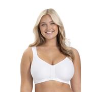 Miss Mary of Sweden Stay Fresh Front Closure Bra - Breathable Keep Fresh Fabric, Front Fastening, Seamless Molded Cups, Wide Padded Straps 42E White