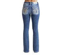 Miss Me - Womens 34" Low-Rise Bootcut Jeans, Color Medium Blue, Size: 26W x 34L