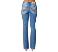 Miss Me - Womens 34" Low-Rise Bootcut Jeans, Color Medium Blue, Size: 30W x 34L