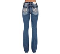 Miss Me - Womens Mid-Rise Bootcut Jeans, Color Dark Blue, Size: 28