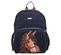 Depesche 13191 Miss Melody Glitter Horse Backpack in Dark Blue, with Horse Motif, Glitter and Heart Quilting, Bag with Adjustable Straps, Multicoloured