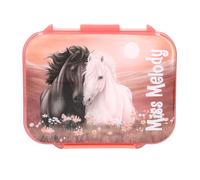 Depesche Miss Melody Blossom Pony 14132 Lunch Box in Light Pink with Horse Motif, Lunch Box with 3 Compartments and Hinged Lid