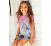 Miss Melody Kids Horse Print T-Shirt Pink