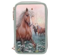 Miss Melody - Triple Pencil Case Romantic Fields - Glittery Sage-Green Toy NEW