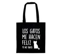 Miss Miserable Tote bag with message Cats make me happy you not so much, Black with White Letters, Modern
