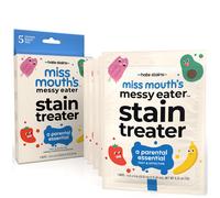 Miss Mouth's Messy Eater Stain Treater Wipes - 5 Pack Stain Remover - Newborn & Baby Essentials - No Dry Cleaning Food, Grease, Coffee Off Laundry,
