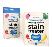Miss Mouth's Messy Eater Stain Treater Wipes - 5 Pack Stain Remover - Newborn & Baby Essentials - No Dry Cleaning Food, Grease, Coffee Off Laundry, Underwear, Fabric