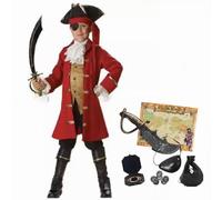 MISS & MR BM Pirate Costume Kids, Boys Deluxe Fancy Dress Up Set & Pirate Accessories for Halloween and Party Cosplay, Age 5-6 Years