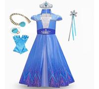 MISS & MR BM Princess Costumes for Girls Deluxe Snow Queen Dress Up Set & Accessories for Fancy Party, Birthday and Halloween Cosplay, Age 5-6 Years
