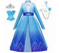 MISS & MR BM Princess Costumes for Girls Deluxe Snow Queen Dress Up Set & Accessories for Fancy Party, Birthday and Halloween Cosplay, Age 7-8 Years