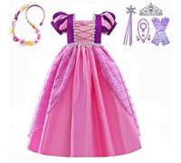 MISS & MR BM Rapunzel Dress Up for Girls Deluxe Princess Fancy Dress Costume & Accessories for Party Birthday and Halloween Dressing Up, Age 7-8 Years