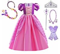 MISS & MR BM Rapunzel Dress Up for Girls Deluxe Princess Fancy Dress Costume & Accessories for Party Birthday and Halloween Dressing Up, Age 3-4 Years