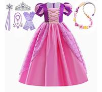 MISS & MR BM Rapunzel Dress Up for Girls Deluxe Princess Fancy Dress Costume & Accessories for Party Birthday and Halloween Dressing Up, Age 4-5 Years