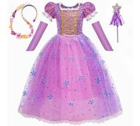 MISS & MR BM Rapunzel Dress Up For Girls Princess Costumes Deluxe Rapunzel Fancy Dress & Accessories for Parties, Cosplay, Birthdays, Halloween and Christmas, Age 5-6 Years