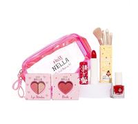 MISS NELLA FESTIVE PICKS Non-Toxic Kids Makeup & Nail Polish Gift Set - Includes Blush, Eyeshadow Duo, Lip Balm, Peel-Off Varnishe, Brush Set & Pink Makeup Bag - Hypoallergenic & Odour-Free