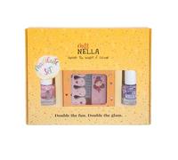 Miss Nella Glitter MANICUTE- kids nail kit + 2 Miss Nella peel off polish, nail stickers, tattoos, nail filer & toe separators- all designed foe children hands & toes