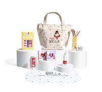 Miss Nella kids makeup & nail polish set for little girls, Hypoallergenic, Dermatologically tested, Non toxic, Canvas cosmetic bag, safe and fun (Glamorous Picks)