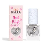 Miss Nella Kids Nail Polish, Shooting Star kids peel off nail varnish | Sparkle Silver non toxic nail polish, water based toddler nail varnish presents for 4 + year old girls, made in France.