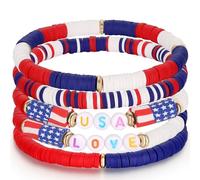 Miss Pink 4th of July Outfits for Women, USA Bracelet Stackable American Flag Partriotic Bracelet Fourth of July Accessories Memorial Day Decorations - Independence Day Celebration Jewelry, M, no