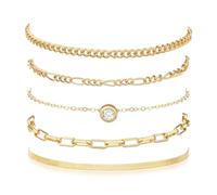 MISS RIGHT Bracelets for Women, Dainty Stackable Bracelet Stack Sets Tiny Box Chain Adjustable Bracelets Minimalist Cute Jewelry Paperclip Link Layered Waterproof Jewelry Sets Gifts, 6.5+2", Metal, no