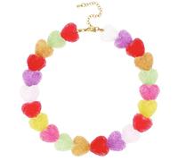 MISS RIGHT Chunky Heart Necklace for Women, Colorful Acrylic Beaded Statement Puff Heart Necklace Cute Boho Y2K Choker Necklaces for Gift Jewelry Gifts for Mom Daughter Trendy Beaded Choker Adjustable