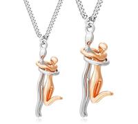 MISS RIGHT Hug Necklace Couple - Love Necklace for Couples - Hugging Necklace - Jewelry for Women - Lovers Embrace Necklace - Tale Necklace - Couples Necklace for Him and Her, Stainless Steel, No