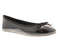 Miss Riot Iris Girls School Shoes - Slip On Footwear for Girls. Black School Shoes with Ballerina Design. PU Upper, PU Lining & TPR Sole Black 12 Child UK