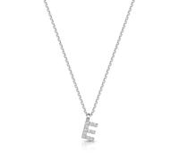 Miss ROX White Gold Initial E Necklace Pendant Luxury Hallmarked Initial 'E' Chain Claw Set - ROX Diamond & Thrills Jewellery