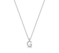 Miss ROX White Gold Initial G Necklace Pendant Luxury Hallmarked Initial 'G' Chain Claw Set - ROX Diamond & Thrills Jewellery