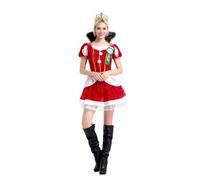 Miss Santa Costume,Mrs Claus Costume Christmas Mrs Outfit Ladies Casual V-Neck Printed Long Sleeve Dress Fairy Adult Women Plus Size Fancy For Xmas Hooded Cape (A#Red,One Size)