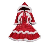 Miss Santa Costume UK Red Christmas Fancy Dress Set with Cape Hat Soft Breathable Festive Xmas Party Outfit for Adults Authentic Classic Christma Parties Gatherings Dress-Up Holiday Sizes 6-18