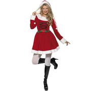 Smiffys Miss Santa Costume, S - UK Size 08-10, Red