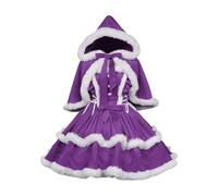 Miss Santa Fleece Costume Christmas Lingerie Women Printed Party Swing Dress Adult Fancy Costumes Outfits Womens Dresses For Special Occasions (Purple #2,XL)
