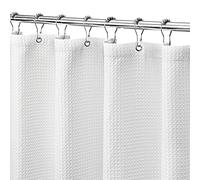 MISS SELECTEX Matt Waffle White Shower Curtain for Bathroom, Waterproof 230 GSM Heavy Duty Durable Fabric Hotel Shower Curtain Machine Washable(72Wx72H, White)