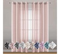 Miss SELETEX Blush Pink Natural Linen Sheer Curtains for Living Room Elegant Solid Window Drapes Grommet Light Filtering Girl Curtains Window Voile Linen Textured Panels for Bedroom 2 Panels 52Wx63L