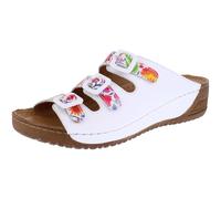 Miss Shoes Adesso Nessa Open Toe Mule Leather Sandals with 3 Adjustable Buckles (White Tropical, UK Footwear Size System, Adult, Women, Numeric, Medium, 5)