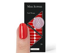 Miss Sophie nail wraps, 24 ultra-thin nail polish strips, for fingernails and toenails, adhere to natural as well as lacquered, acrylic, gel & shellac nails, Lipstick Red, plain