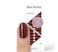 Miss Sophie nail wraps, 24 ultra-thin nail polish strips, for fingernails and toenails, adhere to natural as well as lacquered, acrylic, gel & shellac nails, Burgundy, plain