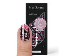 Miss Sophie Nail Wraps, 24 Ultra-Thin Nail Polish Strips with Dark Floral Pattern for Fingernails and Toenails, Adhere to Natural as well as Lacquered, Acrylic, Gel & Shellac Nails, Sleeping Beauty