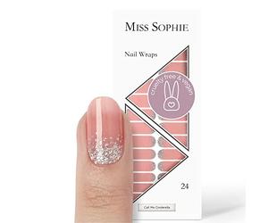 Miss Sophie Nail Wraps, 24 Ultra-Thin Nail Polish Strips with Glitter for Fingernails and Toenails, Adhere to Natural as well as Lacquered, Acrylic, Gel & Shellac Nails, Call Me Cinderella