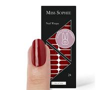 Miss Sophie nail wraps, 24 ultra-thin, self-adhesive, long-lasting nail wraps, Paris Je T’aime, plain, red