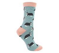 Miss Sparrow 1 Pack Ladies Novelty Duck Egg Badgers Bamboo Socks - 4-7 UK - Badgers (Duck Egg)